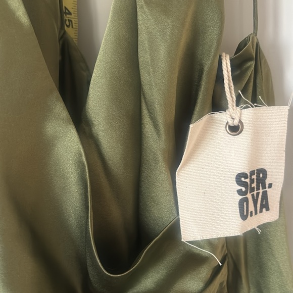 NWT Retrofete SER.O.YA Silk Emma Midi Dress. Large. Color is Sage - Picture 6 of 6